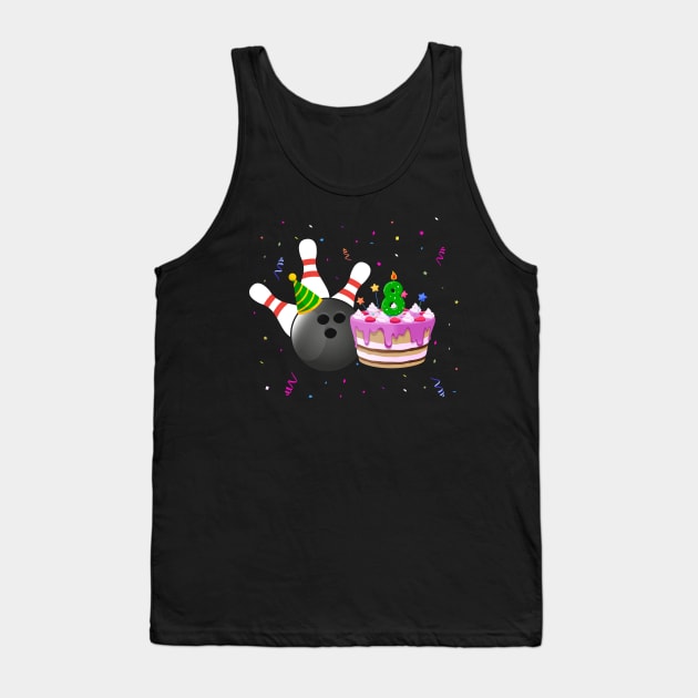 Bowling 8th Birthday Bday Party Kids 8 years Old Bowler Tank Top by Msafi